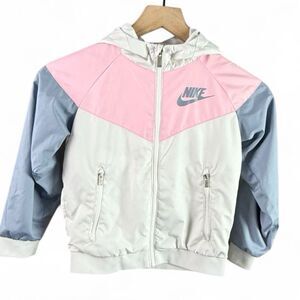 Nike White, Pink & Gray Color Block Wind Breaker